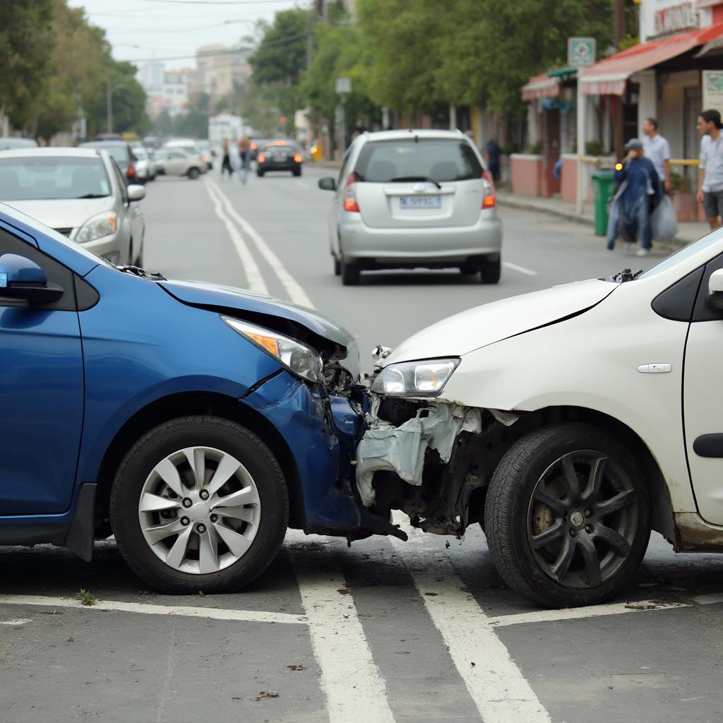 Example of a minor car accident in Playa del Carmen