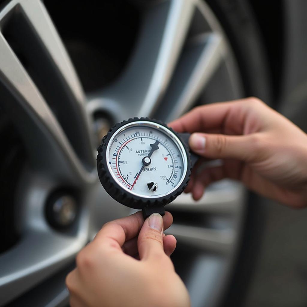 Checking Tire Pressure During Car Care Month