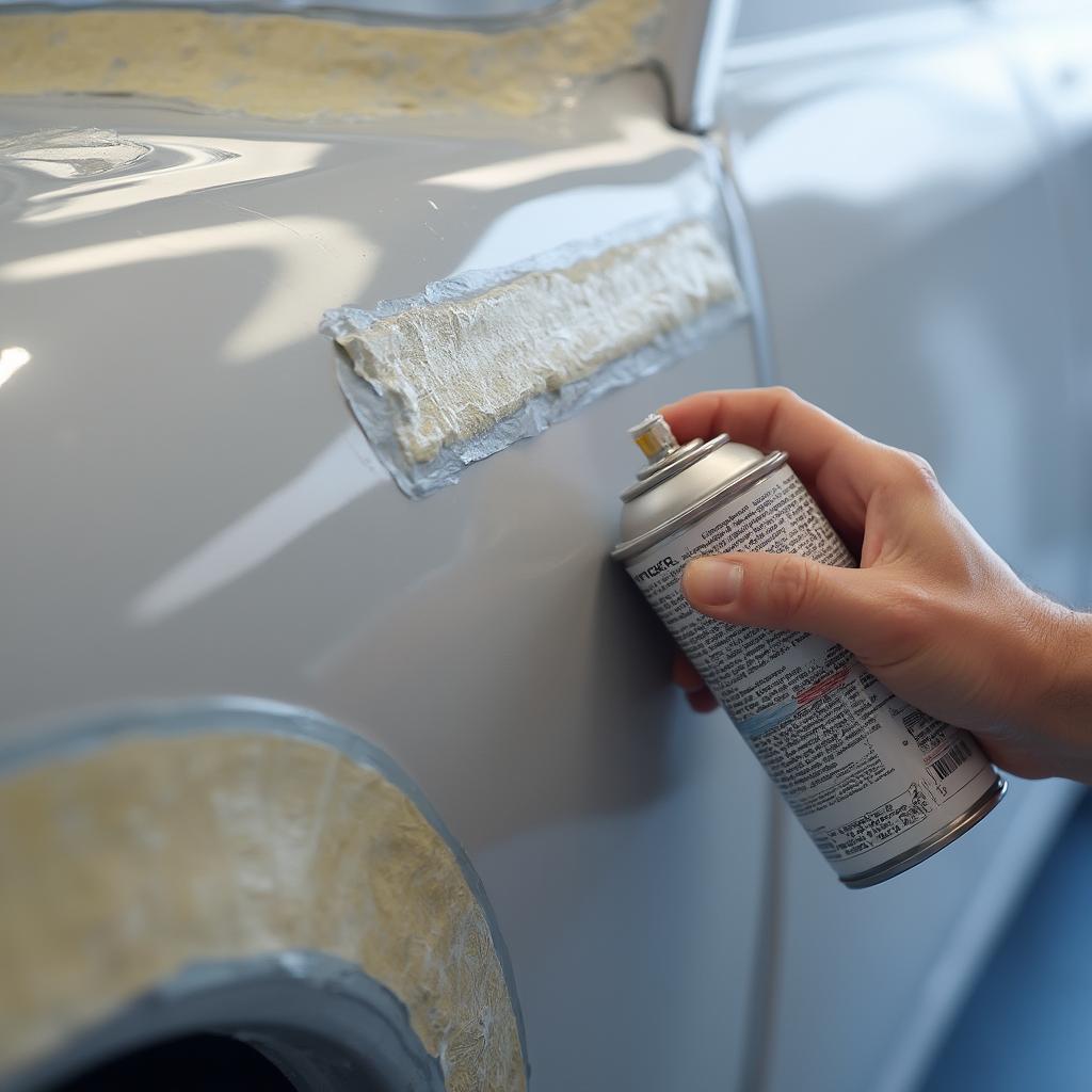 Applying Clear Coat to a Car Panel after Spray Painting