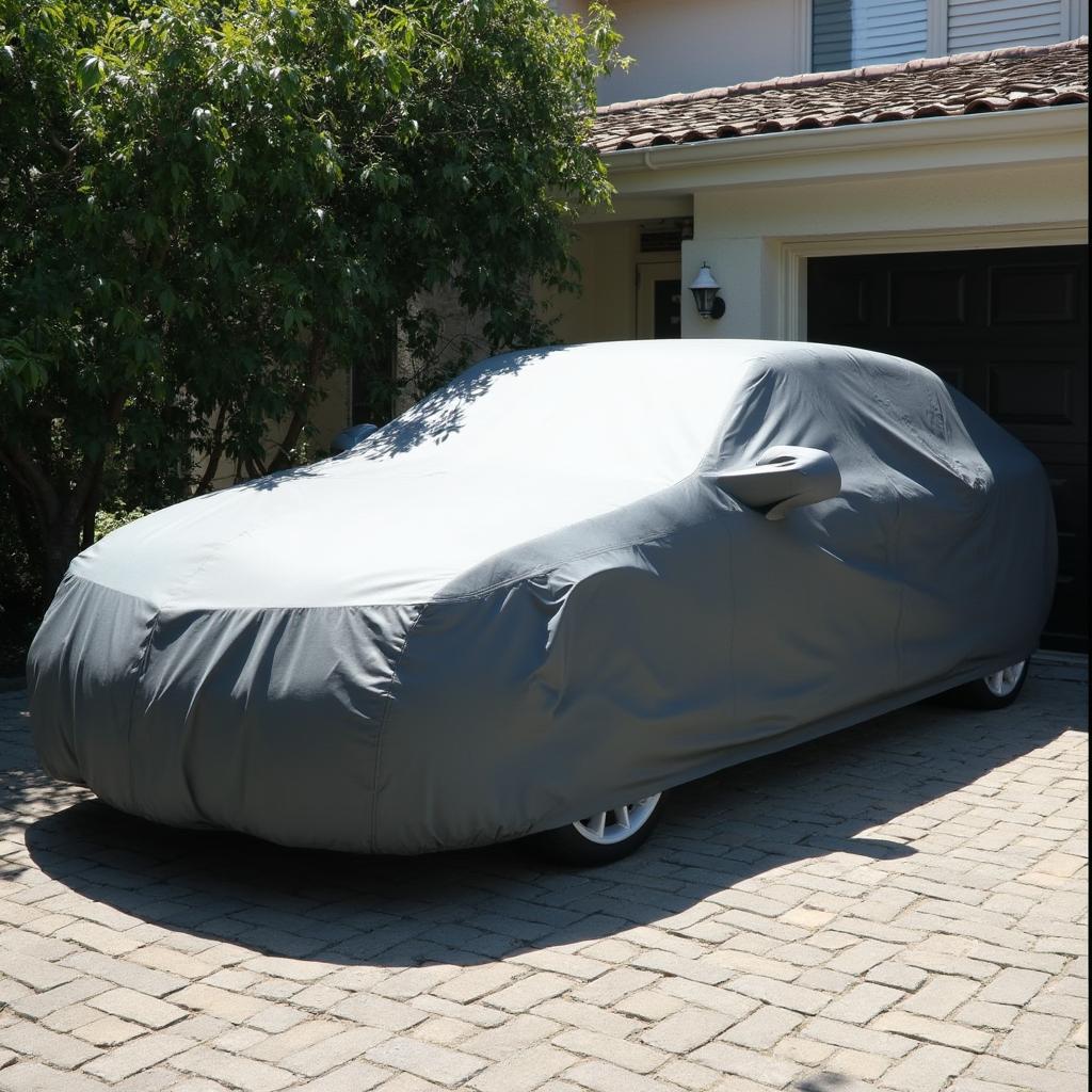 Car Covered in Driveway