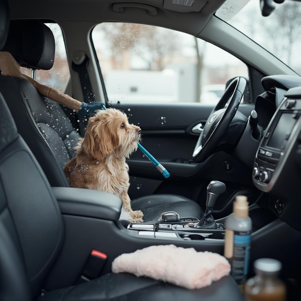 Detailing a Car Interior for Pet Hair Removal