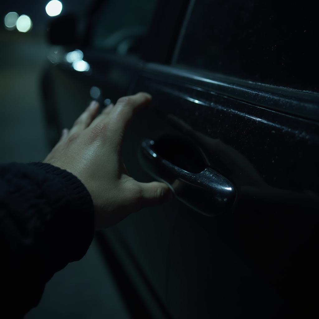 Thief Checking Car Door Handle