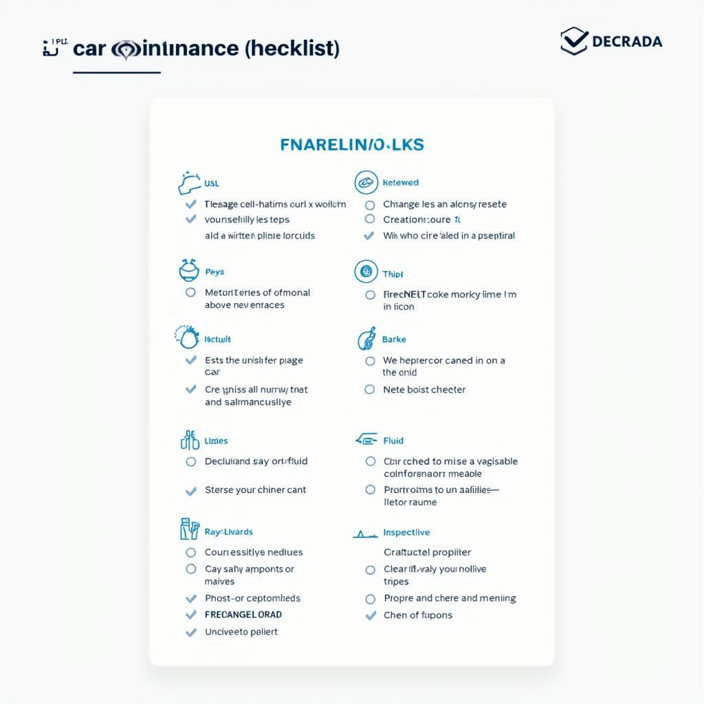 Car maintenance checklist with essential tasks