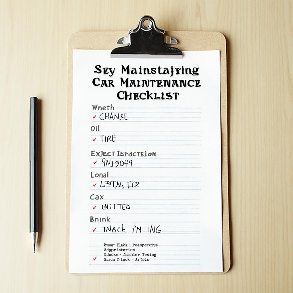 Car maintenance checklist on a clipboard