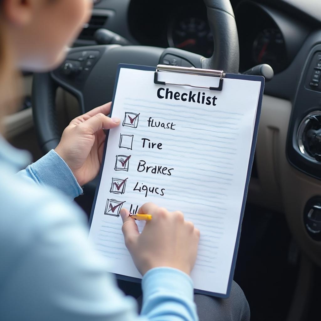 Auto Car Care Maintenance Checklist