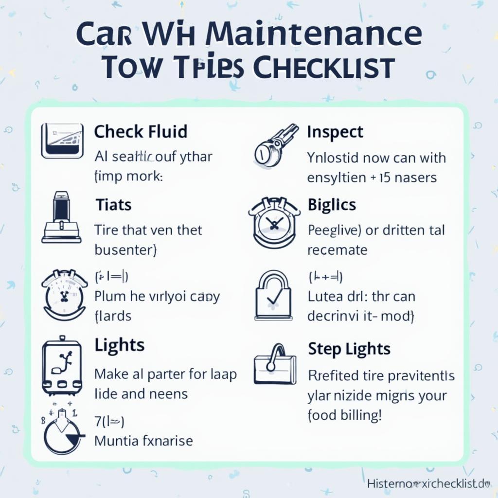 A checklist for car maintenance.