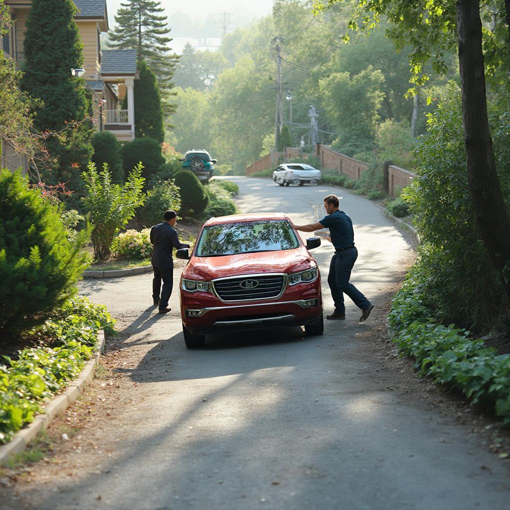 Car Movers Navigating Difficult Terrain