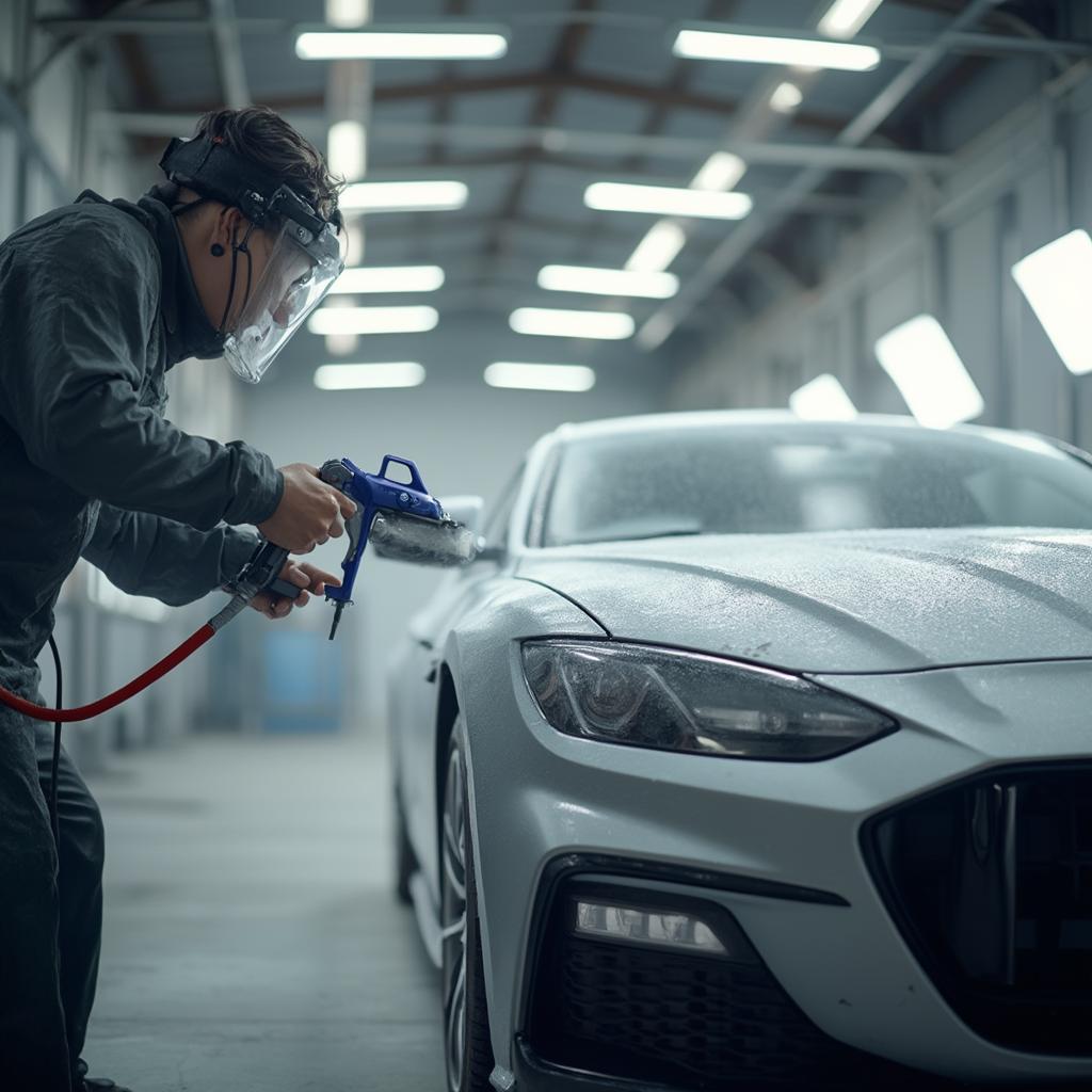 Applying clear coat to a car