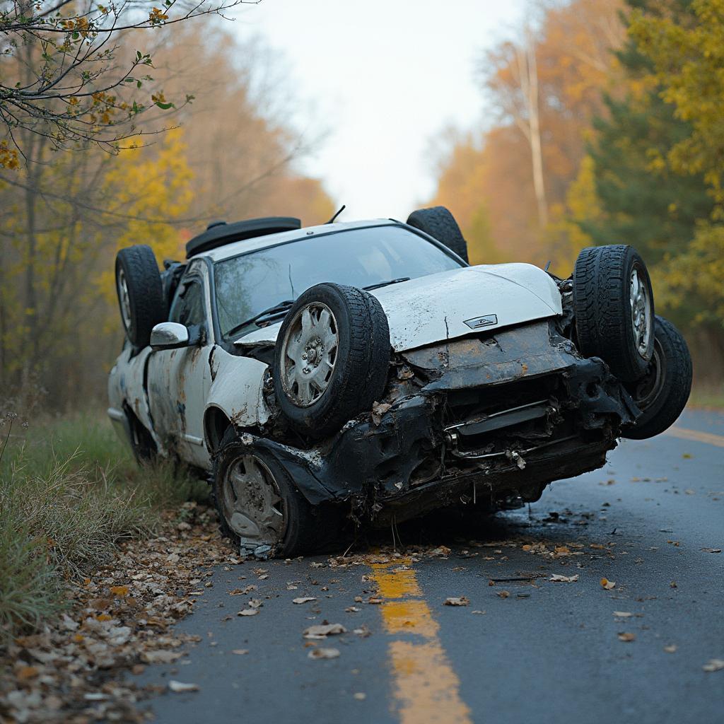 Car Rollover Accident Scene