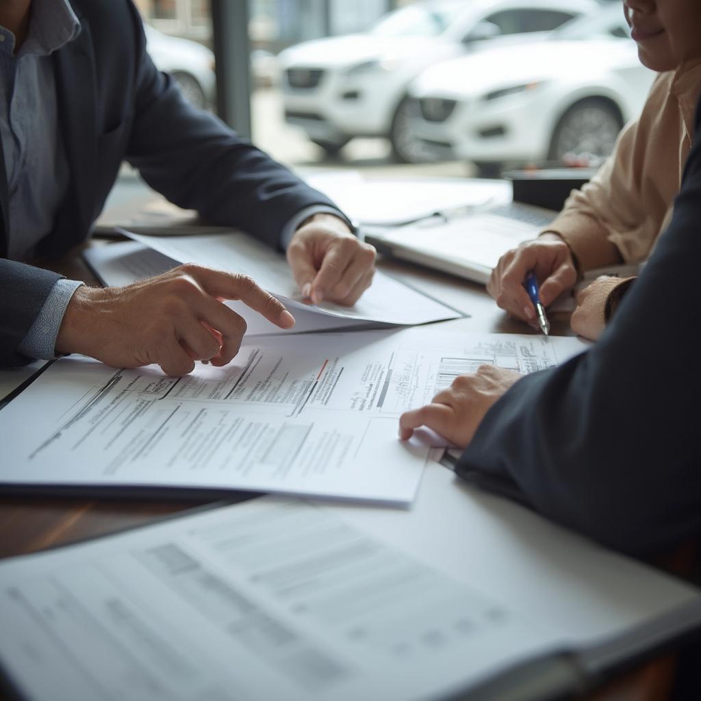 Car Salesman Negotiating a Deal with Customer