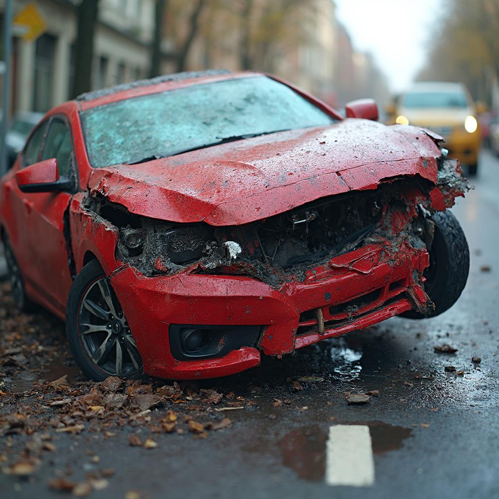 Car Tipped on Side After Accident