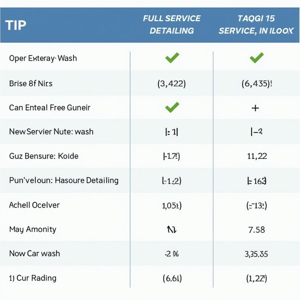 Different Car Wash Service Levels