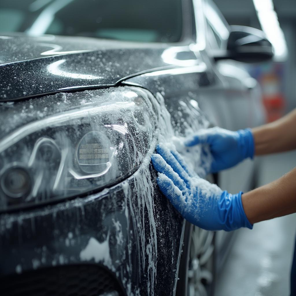 Washing Car Before Painting