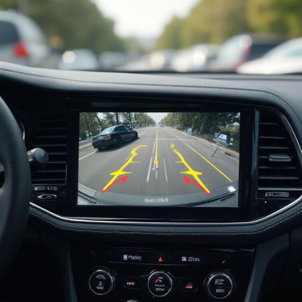 Car equipped with rearview camera and parking sensors