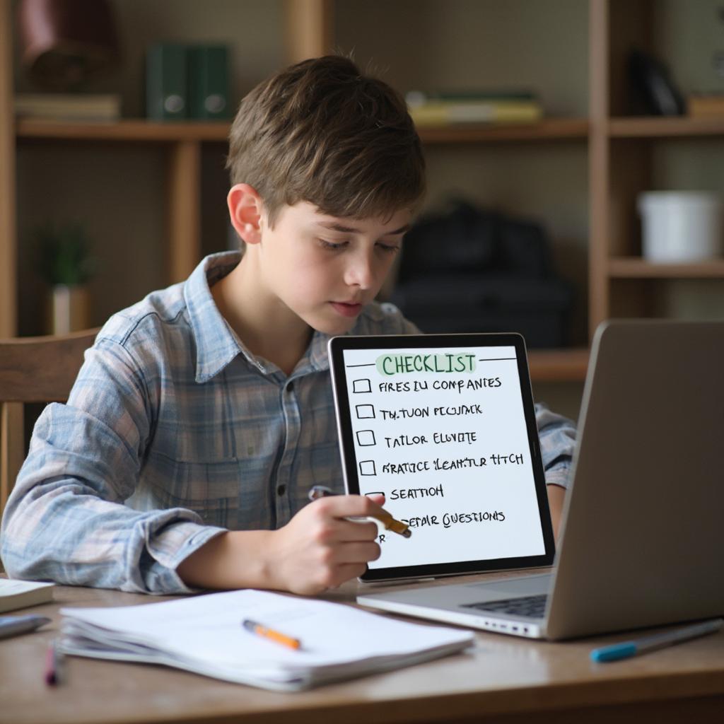 High School Student Reviewing Career Expo Preparation Checklist