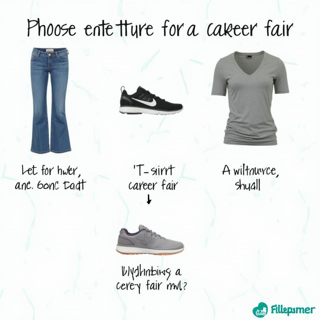 Clothing to Avoid at a Career Fair: Jeans, t-shirts, and athletic wear.