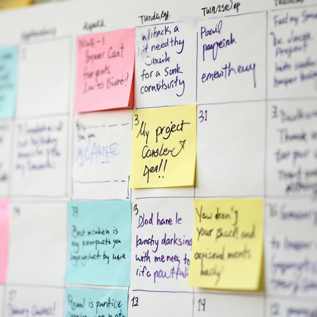 A calendar with marked milestones and deadlines for career goals