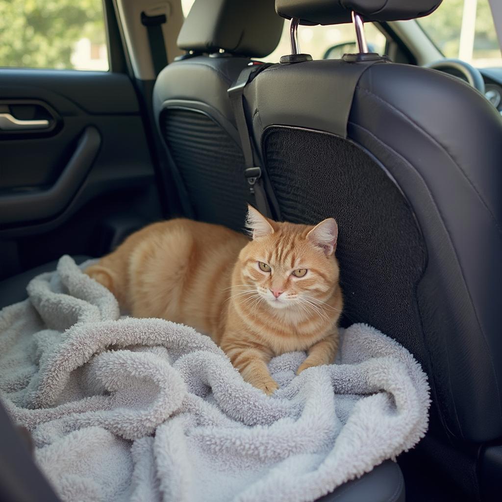 Cat Carrier Secured in Back Seat of Car