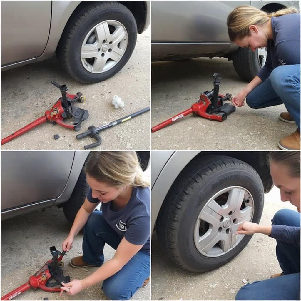 Elle Hughes Demonstrates Changing a Flat Tire