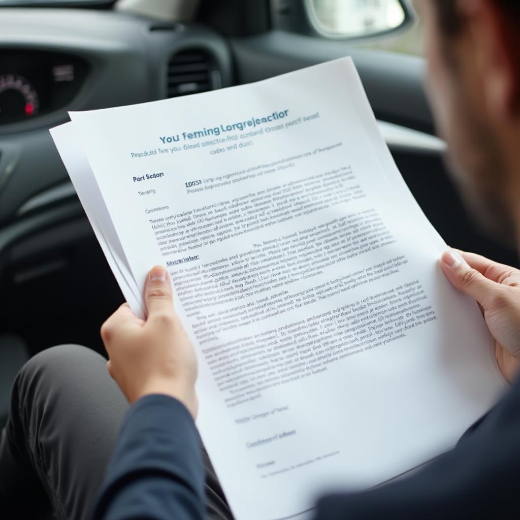 Inspecting the car rental agreement carefully