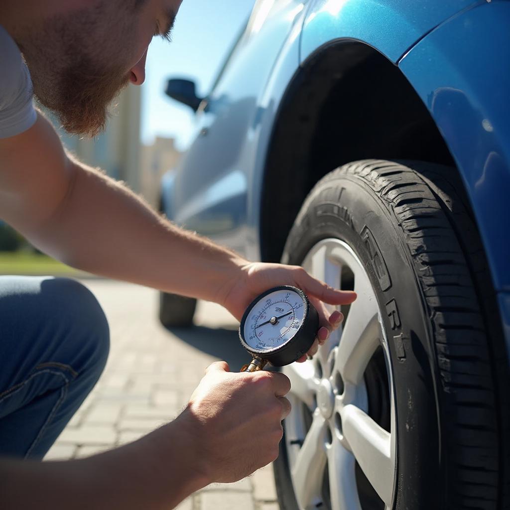 Checking Tire Pressure Before a Long Drive