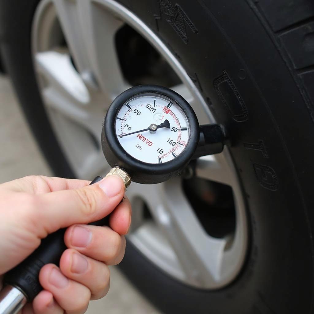 Checking car tire pressure for optimal performance