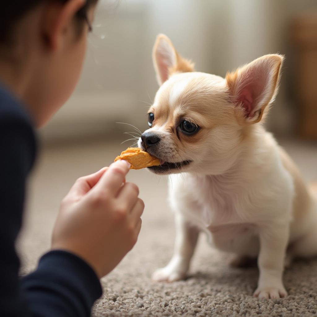 Chihuahua Receiving Training from Owner