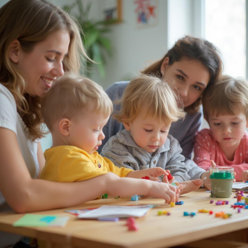 Child Care Staff Supervising Children