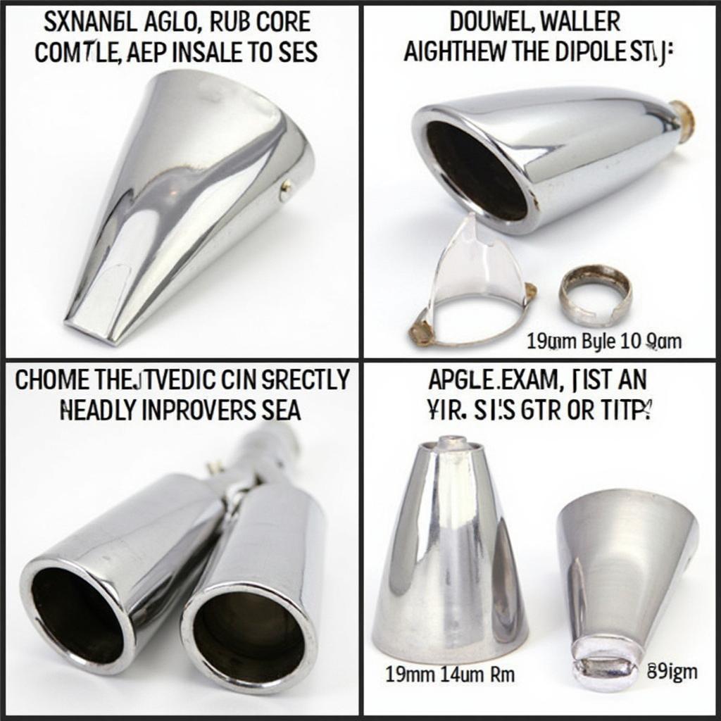 Various Chrome Car Exhaust Tips Displayed