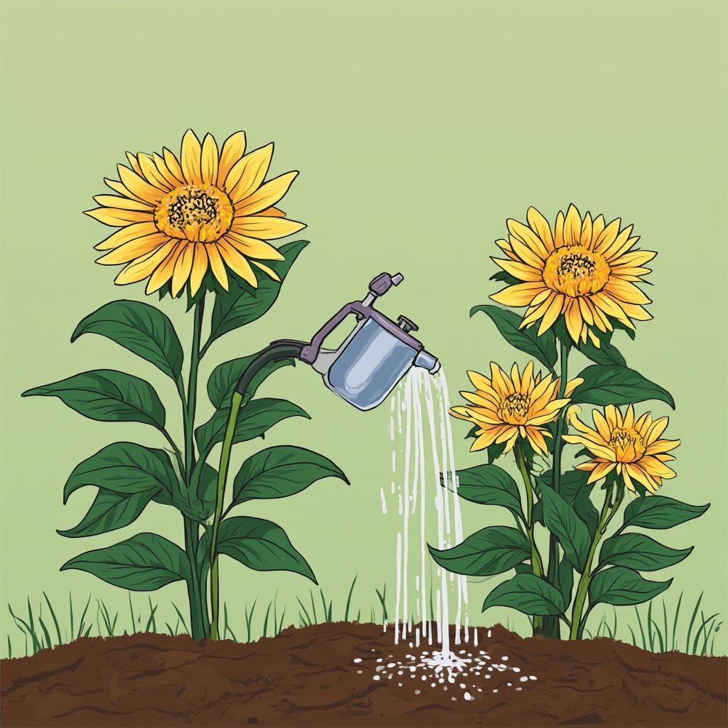 Watering a chrysanthemum plant