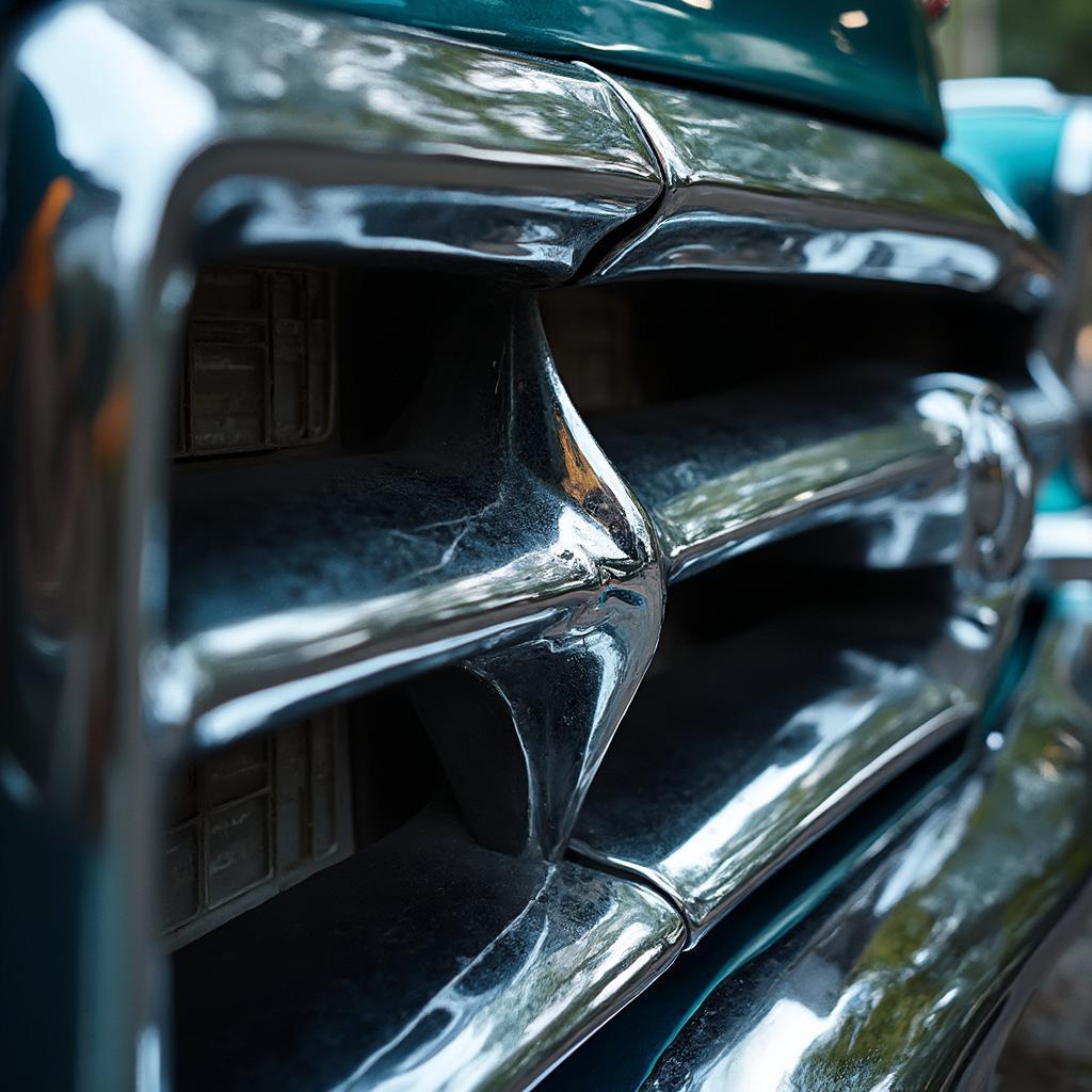 Classic Car Detail Shot of Chrome Grille