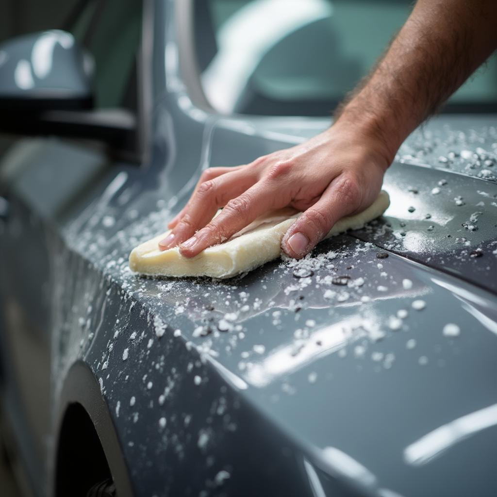 Clay bar treatment for car waxing