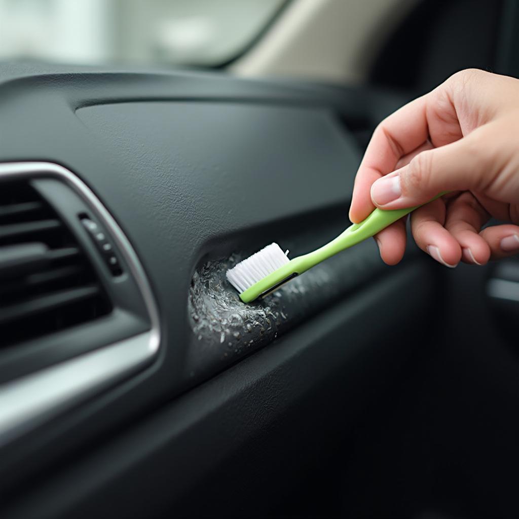 Detailed Car Interior Cleaning with a Toothbrush