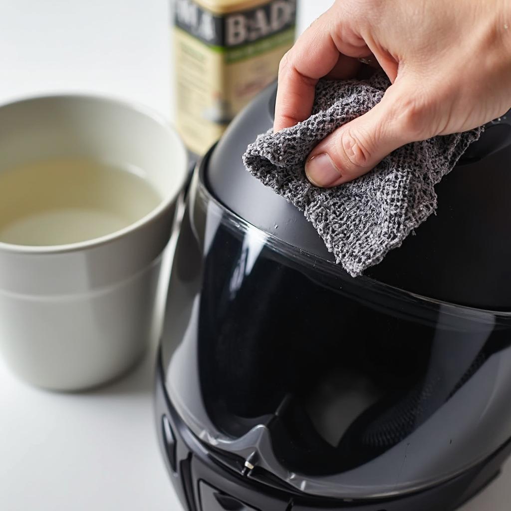 Cleaning a Motorcycle Helmet with Soap and Water