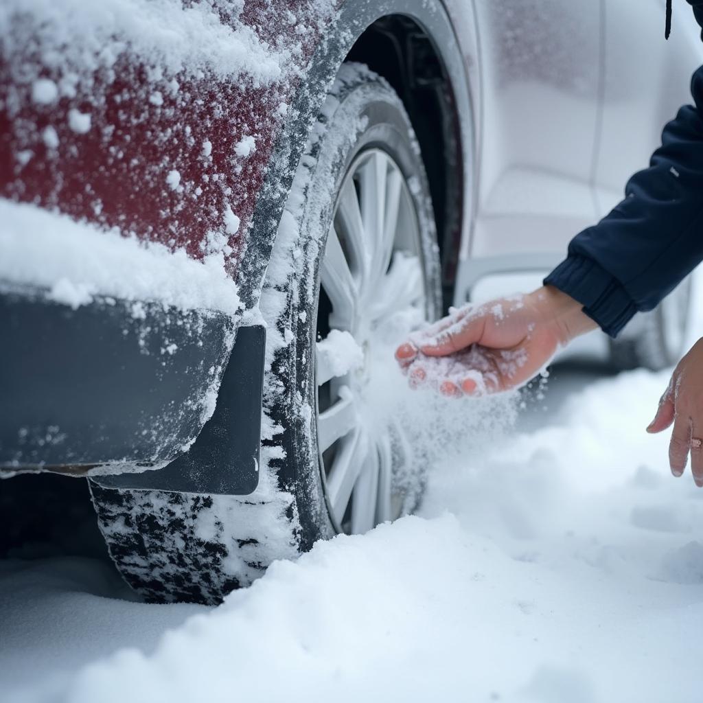 Clearing Snow Around Exhaust Pipe