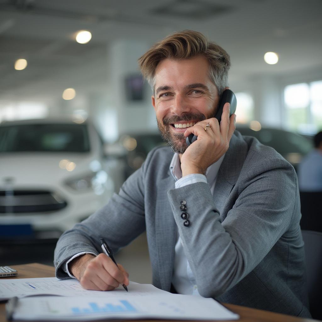 Successful Car Salesman Cold Calling