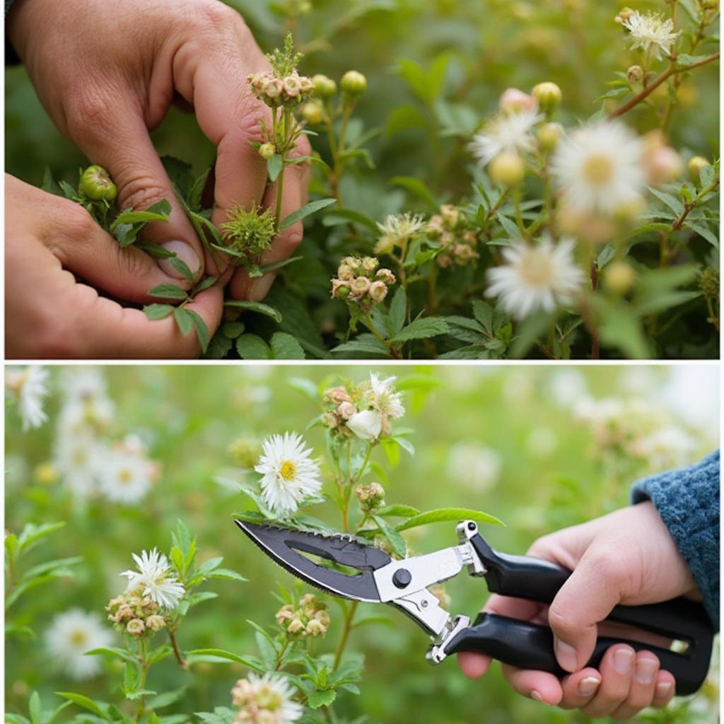 Deadheading and pruning annuals to encourage more blooms.