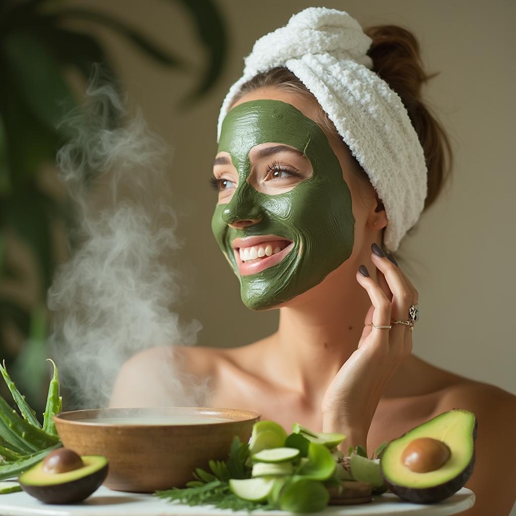 Deep cleansing facial at home with natural products.