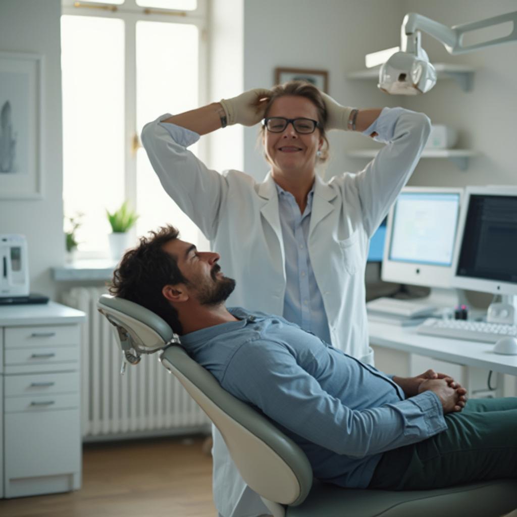 Dentist Stretching at Work