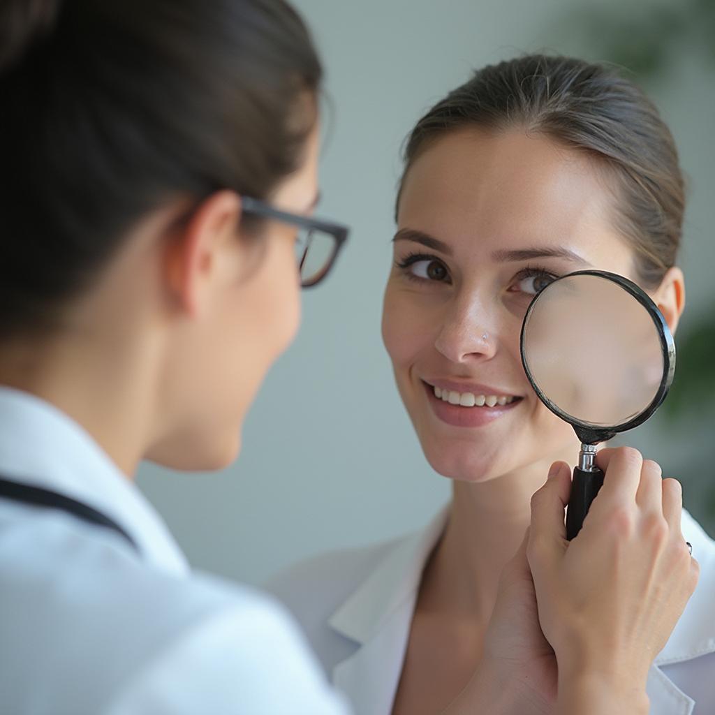 Dermatologist Examining Patient's Skin