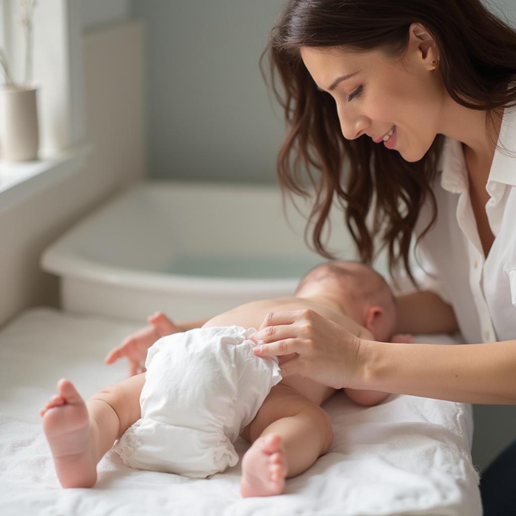 Preventing diaper rash in babies. An image showing a parent changing a baby's diaper, emphasizing the importance of frequent changes and proper cleaning.