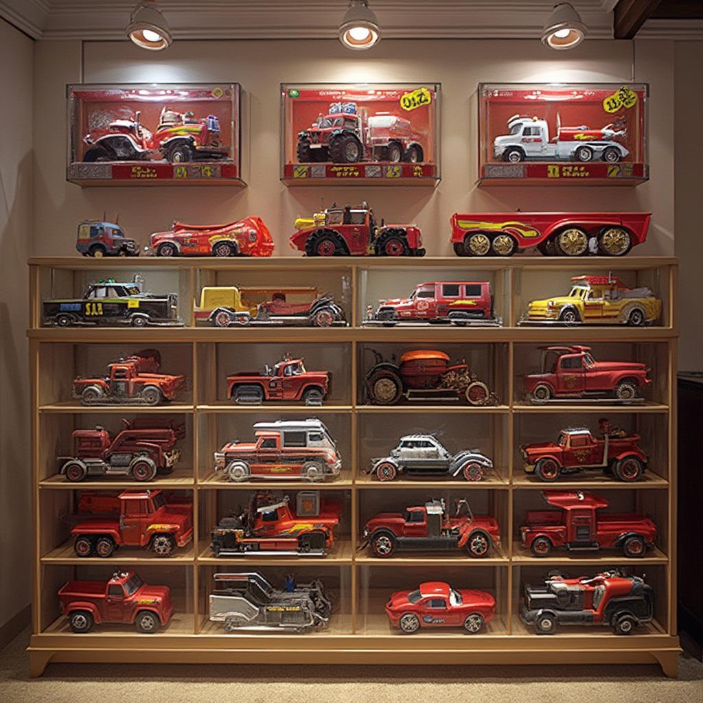 Displaying a Collection of Disney Pixar Cars Tractor Tipping Diecast Cars