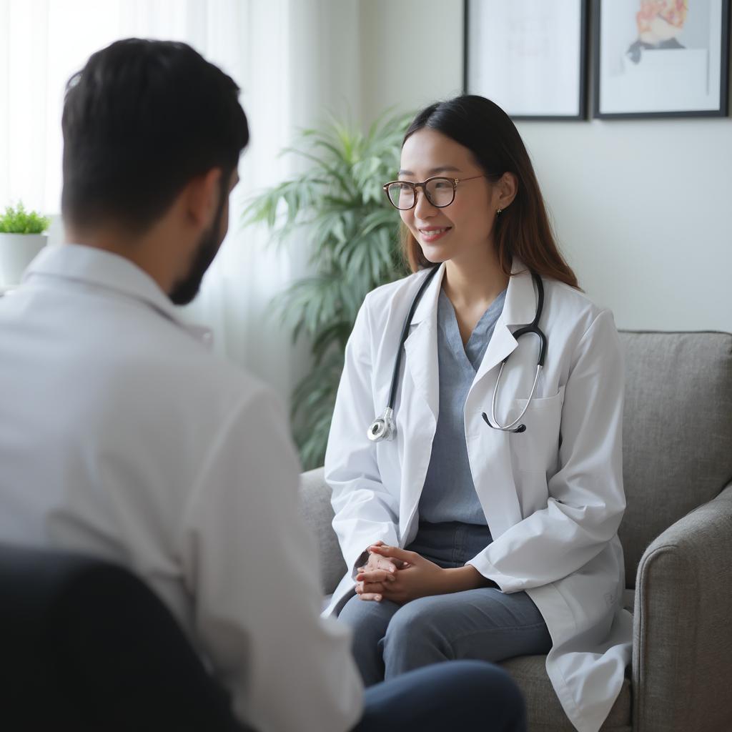 Doctor and patient consultation about post-abortion care