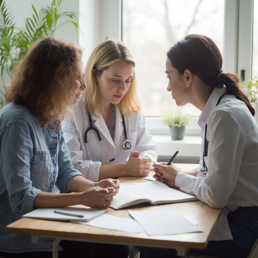 Doctor Talking to Teenager and Parent