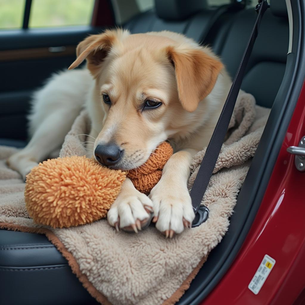 Calming a Dog During Car Travel with Familiar Items