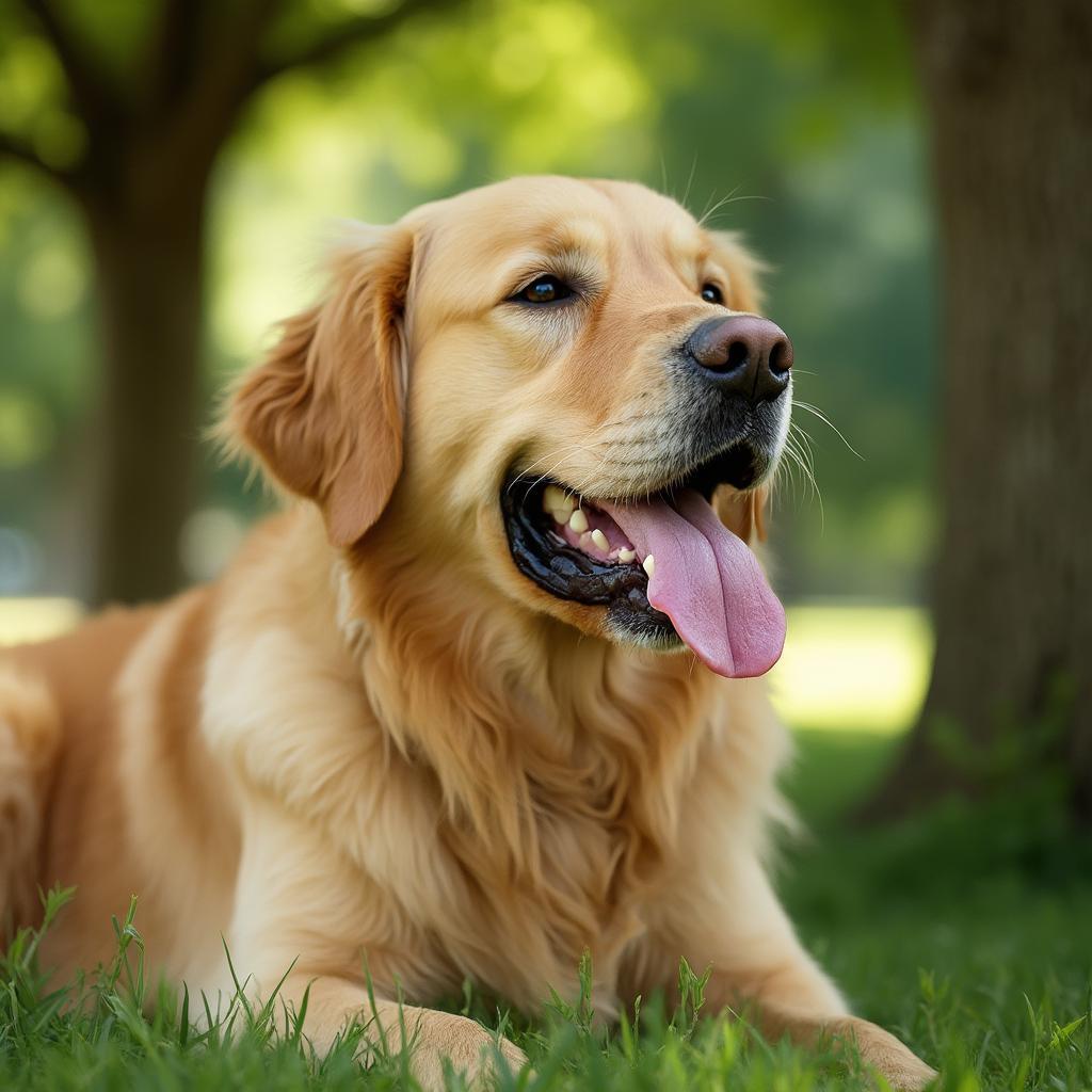 Dog Panting in the Shade During Summer Heat