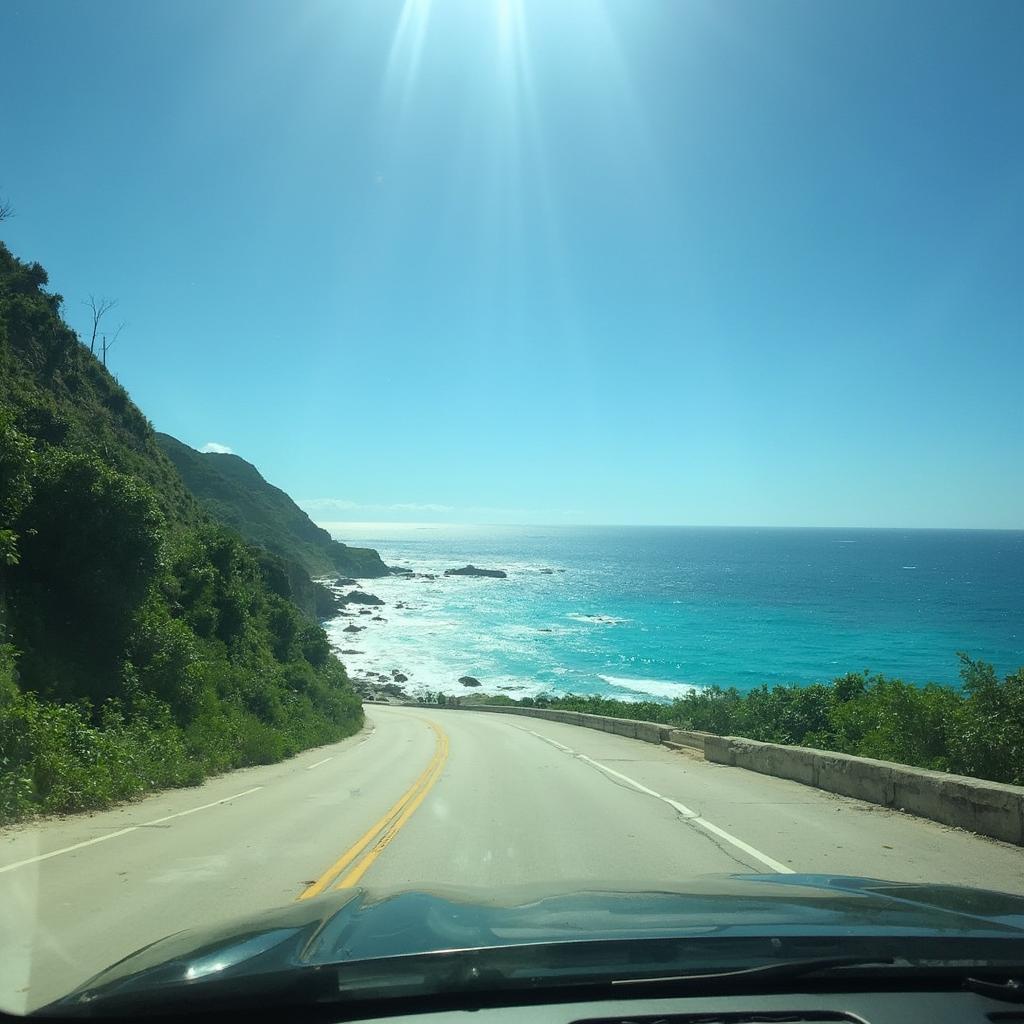 Driving on a scenic highway in Playa del Carmen, Mexico