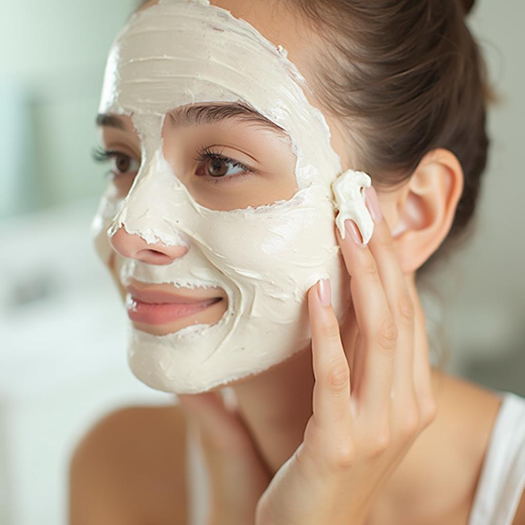 Applying an egg white mask to oily skin