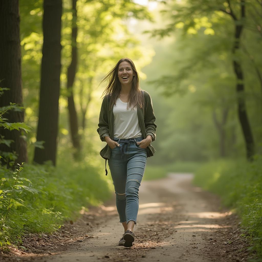 An entrepreneur taking a break from work to enjoy a nature walk.