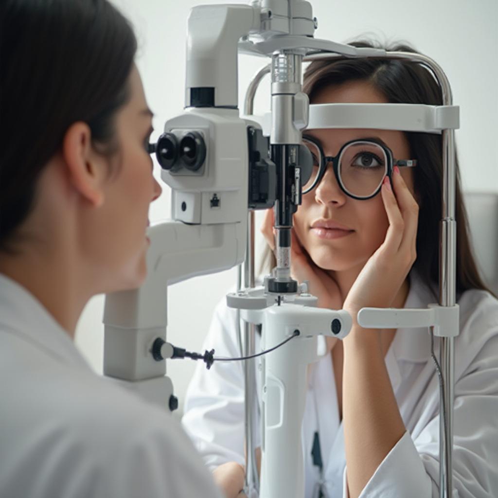 Eye doctor conducting an eye examination